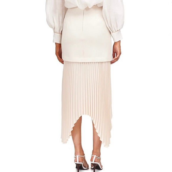 NEW C/MEO COLLECTIVE CREAM PLEATED MIDI SKIRT - Picture 7 of 9
